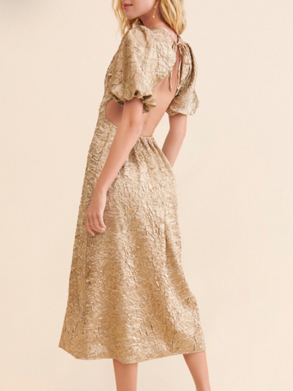Lisa Says Gah Gold Textured Gwen Midi Dress